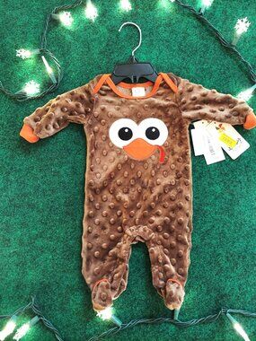 Cute! Newborn Infant Halloween Turkey Costume footed PJ's by Baby Starters NWT